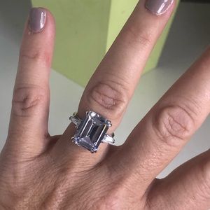 6ct Emerald cut AAA CZ 925 engagement ring
